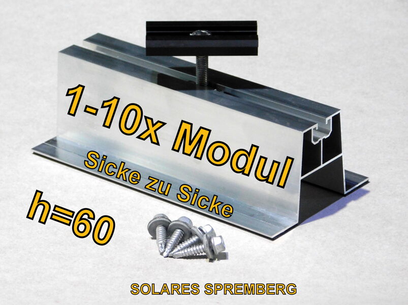 Sicke zu Sicke vertikal / hochkant / H=60mm