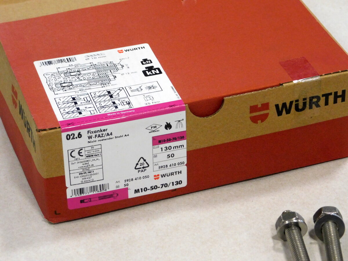 1-50 Fixanker M10x130 von Würth Edelstahl A4 / made in germany ...