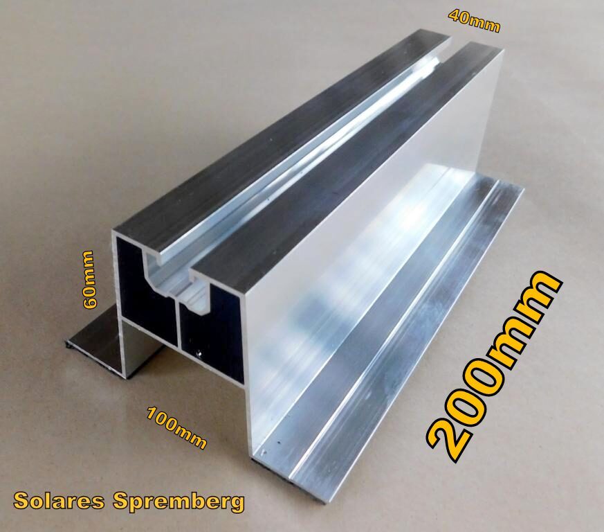 4-100x Montageschiene L7 20cm beschichtet Aluminium für Flachdach  Trapezblech Fassade Bitumdach 60x90x200mm M8 Nut L7