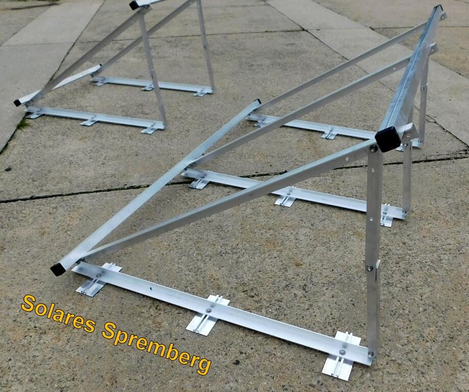 Komplettlösung Aufständerung XL Flachdach für 1-10 x PV Modul flexibel 15-35 Grad hochkant / vertikal / schwarz blank / made in germany 