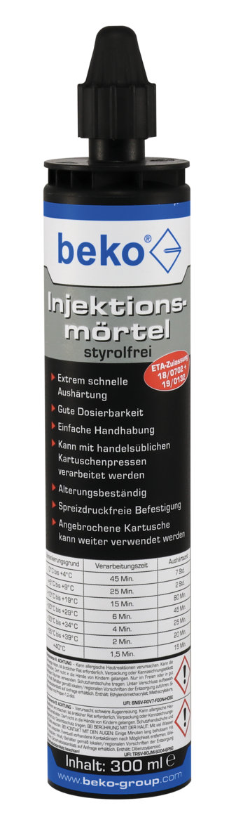 beko / Injektionsmörtel - Styrolfrei, inkl. 1 Zwangsmischer / 165-280ml