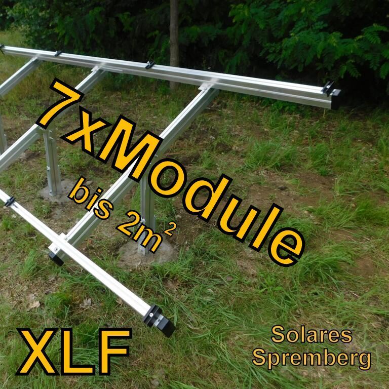 Komplettlösung Freilandanlage XLF/7//20-45 Grad für weichen Untergrund für 7x Module vertikal / hochkant verlegt