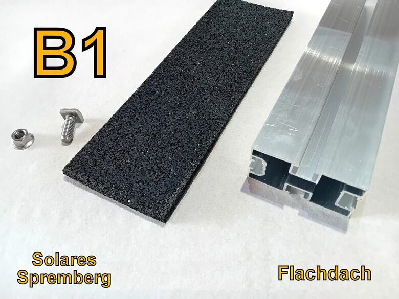 Ballastierungsschiene B1 für Aufständerung / Basisdreieck / Flachdach / Kiesdach / 80x40x200-300mm / für Randsteine / Ziegelsteine als Set / Aluminium & Edelstahl