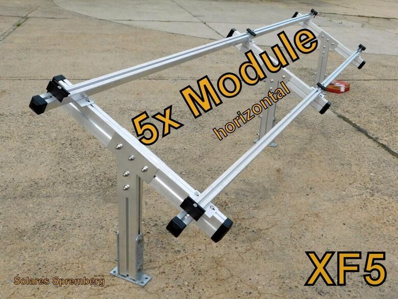 Komplettlösung Freilandanlage XF/5//20-30 Grad für weichen u. festen Untergrund für 5x Module horizontal / quer verlegt