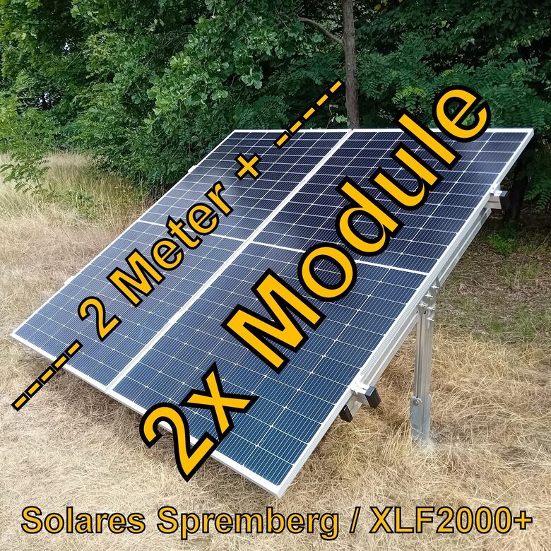 Komplettlösung Freilandanlage Flamingo XLF2000+/2//20-30 Grad für weichen Untergrund für 2x Module vertikal / hochkant verlegt
