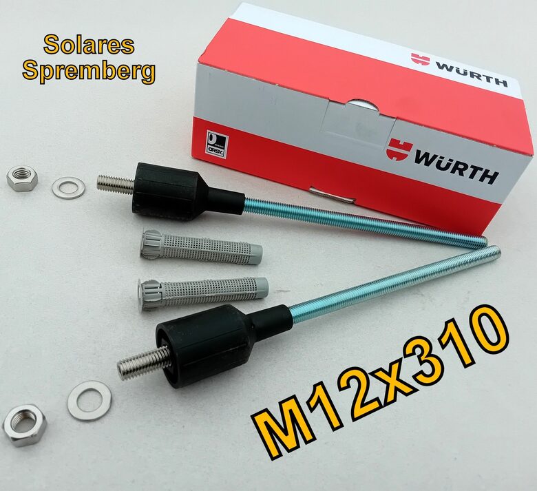 4x M12x310 Abstandsmontagesystem AMO THERM für Basisdreiecke auf gedämmten Mauerwerk 4teilig