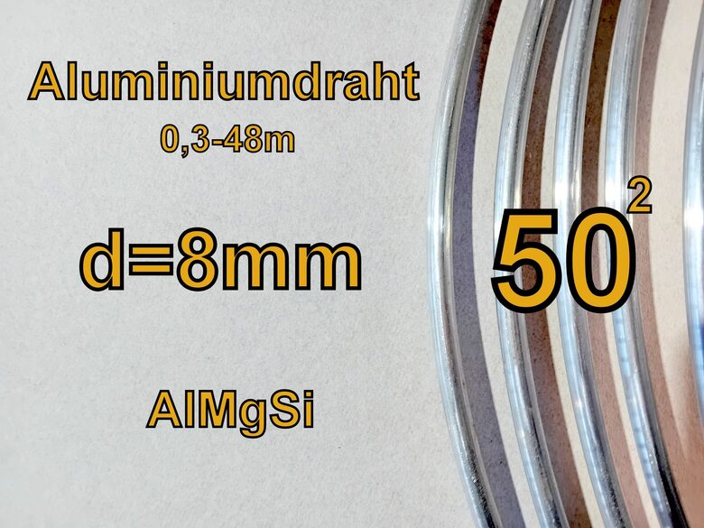 1x 1-148m Aluminiumdraht Runddraht Ø 8mm AlMgSi, 20 kg 148m Blitzschutzanlagen, als Fangleitung, Ableitung oder Potentialausgleich