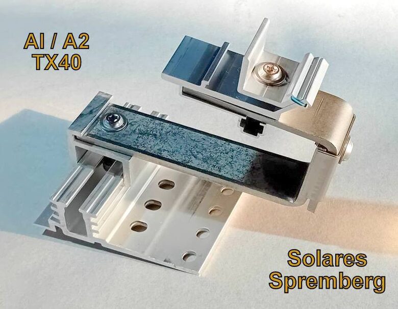 1x Dachhaken für Ziegeldach / Dachpfannen 3fach verstellbar Klicksystem Edelstahl Aluminium Hybrid A2