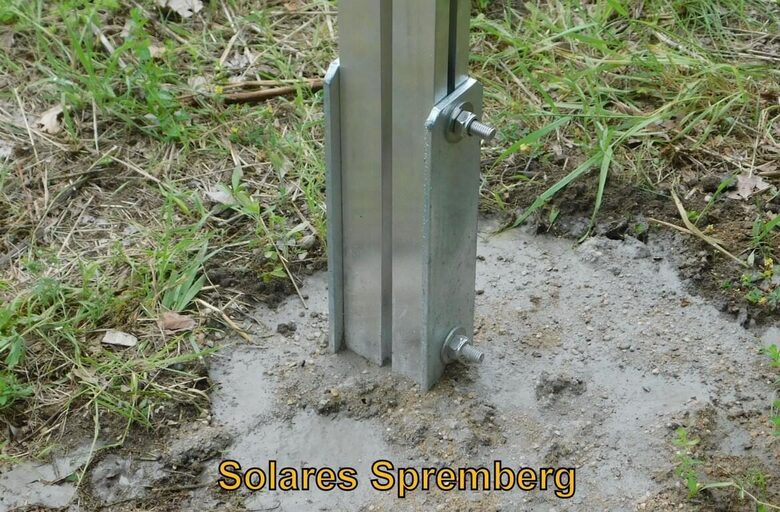 1x50 Zaunpfosten L4 für weichen Untergrund / 100 110 120 140 160 183cm mit H-Anker / 3x Nut 10 1x Nut 8 /Aluminium / Photovoltaik