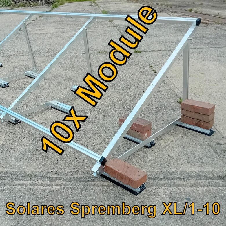 Komplettlösung Aufständerung für 10x Modul vertikal / hochkant / schwere Ausführung / XL10 für Flachdach Bitumdach Trapezblechdach 10-40 Grad fest o. flexibel