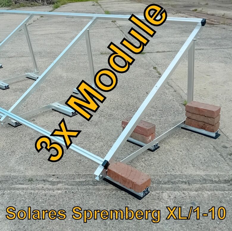 Komplettlösung Aufständerung für 3x Modul vertikal / hochkant / schwere Ausführung / XL3 für Flachdach Bitumdach Trapezblechdach 10-40 Grad fest o. flexibel