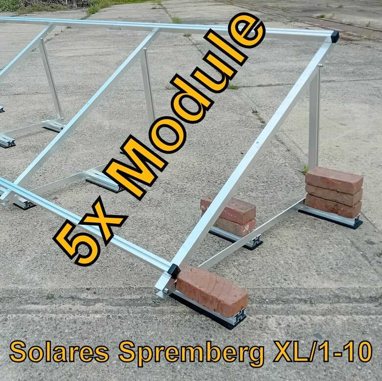 Komplettlösung Aufständerung für 5x Modul vertikal / hochkant / schwere Ausführung / XL5 für Flachdach Bitumdach Trapezblechdach 10-40 Grad fest o. flexibel
