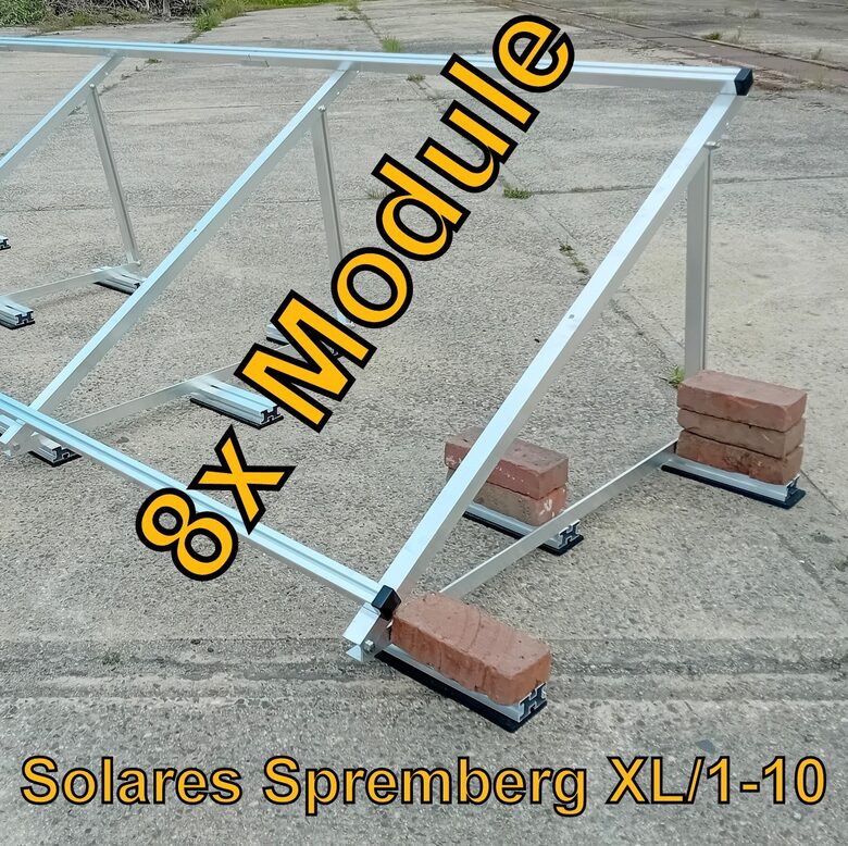 Komplettlösung Aufständerung für 8x Modul vertikal / hochkant / schwere Ausführung / XL8 für Flachdach Bitumdach Trapezblechdach 10-40 Grad fest o. flexibel