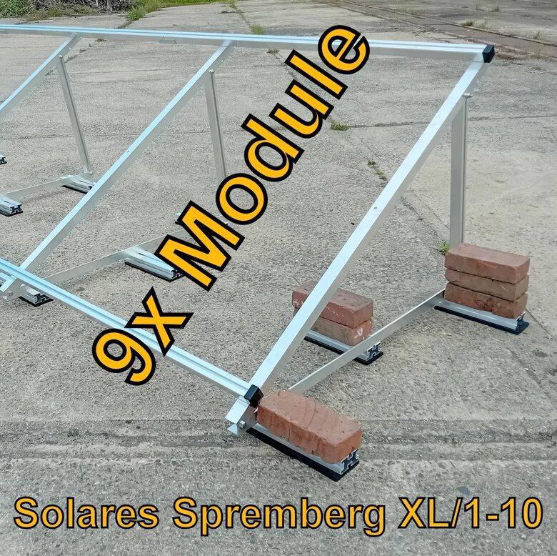 Komplettlösung Aufständerung für 9x Modul vertikal / hochkant / schwere Ausführung / XL9 für Flachdach Bitumdach Trapezblechdach 10-40 Grad fest o. flexibel