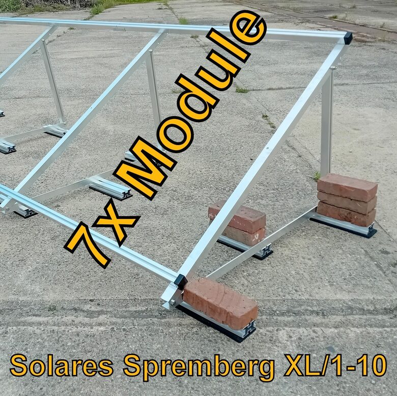 Komplettlösung Aufständerung für 7x Modul vertikal / hochkant / schwere Ausführung / XL7 für Flachdach Bitumdach Trapezblechdach 10-40 Grad fest o. flexibel