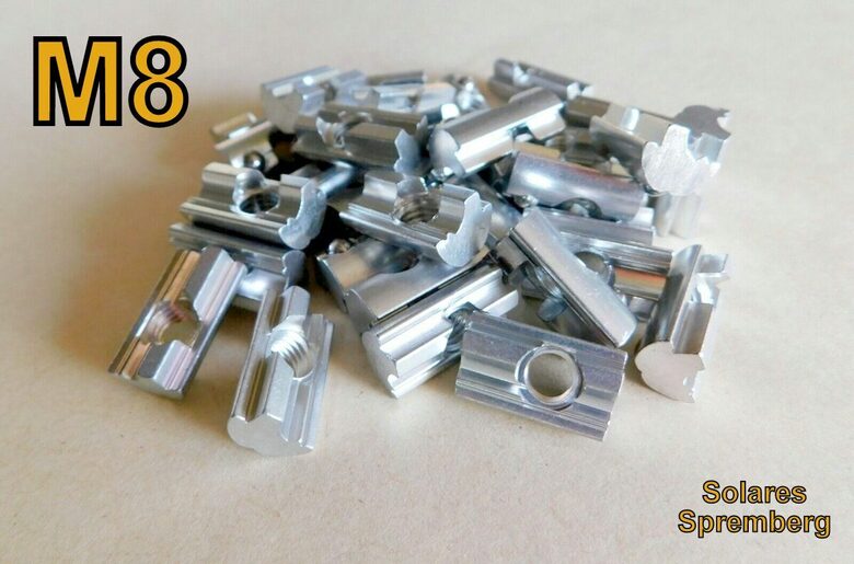 1-100x Nutenstein Führungssteg Federkugel Aluminium M8