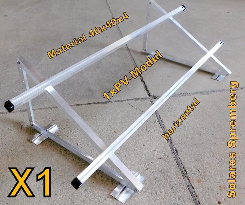 Komplettlösung Aufständerung für 1x Modul horizontal / quer / schwere Ausführung / X1 für Flachdach Bitumdach Trapezblechdach Gründach Kiesdach 10-40 Grad fest o. flexibel