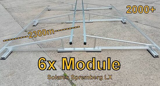 Komplettlösung Ost/West Aufständerung für 6x Module vertikal / hochkant LX6 / 2000+ für Flachdach Kiesdach Gründach / 10-20 Grad fest 