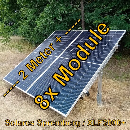Komplettlösung Freilandanlage Flamingo XLF2000+/8//20-30 Grad für weichen Untergrund für 8x Module vertikal / hochkant verlegt