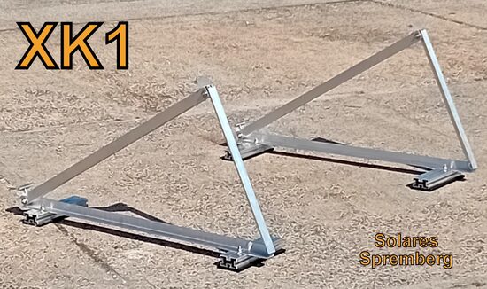 Komplettlösung Aufständerung für 1x Modul horizontal / quer / XK1 für Flachdach Bitumdach Trapezblechdach / 10-30 Grad fest / 400-690 Watt