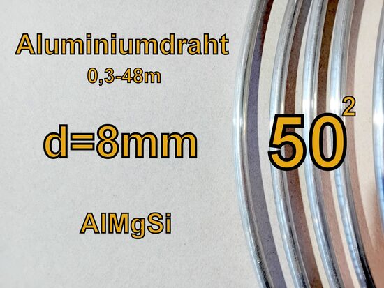 1x 1-148m Aluminiumdraht Runddraht Ø 8mm AlMgSi, 20 kg 148m Blitzschutzanlagen, als Fangleitung, Ableitung oder Potentialausgleich