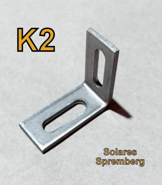 1-100x Befestigungswinkel K2 / Edelstahl / Langloch M10 / 90 Grad für Montageschiene L1 L2 L3 L4 L9