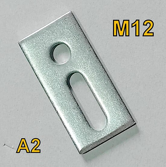 1-100x Adapterblech A2 Langloch M12 für Stockschrauben Edelstahl