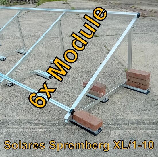 Komplettlösung Aufständerung für 6x Modul vertikal / hochkant / schwere Ausführung / XL6 für Flachdach Bitumdach Trapezblechdach 10-40 Grad fest o. flexibel