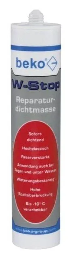 beko -W-Stop Reparaturdichtmasse / Kartusche mit Spachtelaufsatz / 310ml / grau / UV-beständig