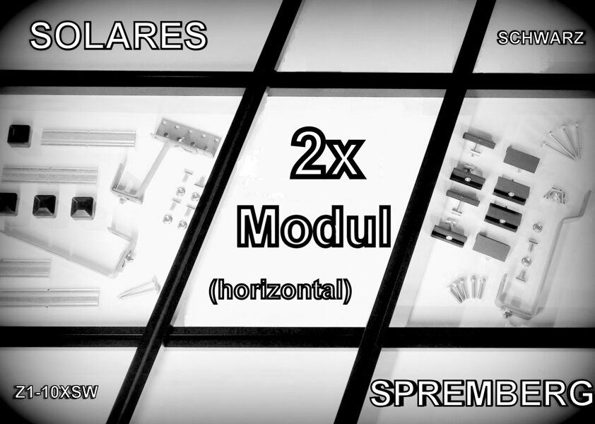 Komplettlösung SCHWARZ für 2x PV-Modul auf Ziegeldach quer / horizontal  bei einer Modulhöhe von 28-50mm