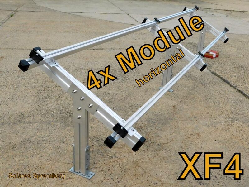 Komplettlösung Freilandanlage XF/4//20-30 Grad für weichen u. festen Untergrund für 4x Module horizontal / quer verlegt