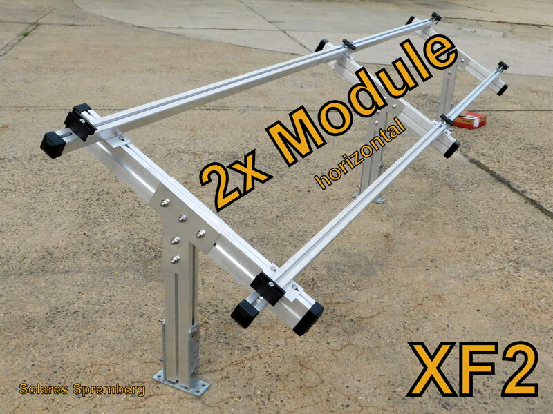 Komplettlösung Freilandanlage XF/2//20-30 Grad für weichen u. festen Untergrund für 2x Module horizontal / quer verlegt