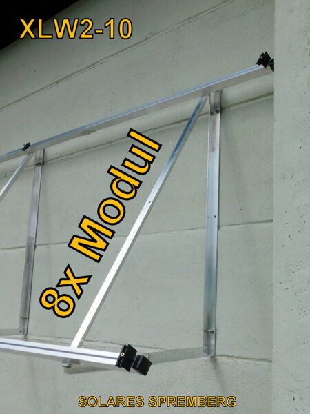Komplettlösung Fassade für 8x Modul vertikal / hochkant XLW8 für Mauerwerk 10-35 Grad fest o. flexibel