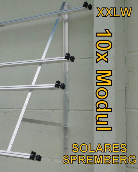 Komplettlösung Fassade für 10x Modul horizontal / quer XXLW10 für Mauerwerk 10-30 Grad fest 
