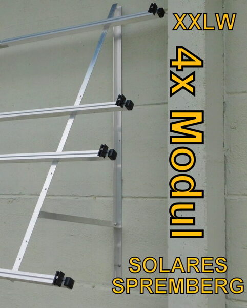Komplettlösung Fassade für 4x Modul horizontal / quer XXLW4 für Mauerwerk 10-30 Grad fest 