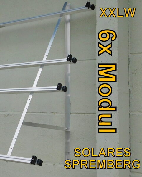 Komplettlösung Fassade für 6x Modul horizontal / quer XXLW6 für Mauerwerk 10-30 Grad fest 