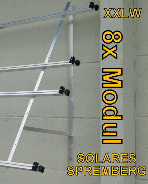 Komplettlösung Fassade für 8x Modul horizontal / quer XXLW8 für Mauerwerk 10-30 Grad fest 