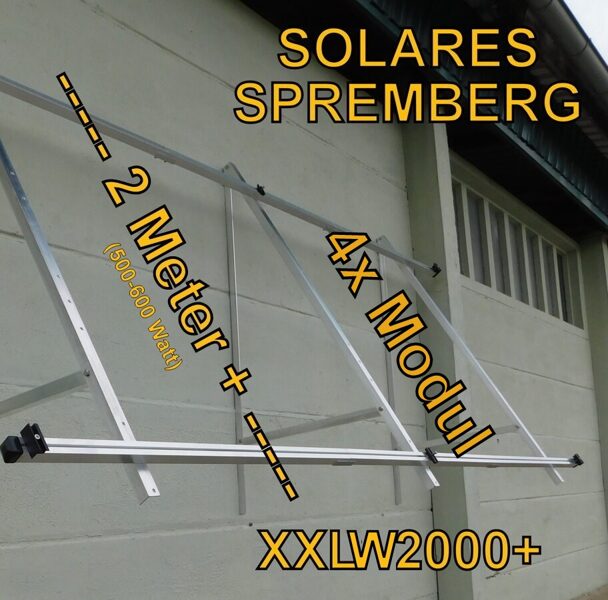 Komplettlösung Fassade für 4x Modul vertikal / hochkant / schwere Ausführung / XXLW2000+4 für Mauerwerk gedämmt u. ungedämmt 10-40 Grad fest 500-690 Watt Module