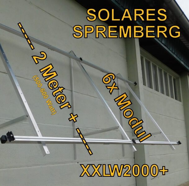 Komplettlösung Fassade für 6x Modul vertikal / hochkant / schwere Ausführung / XXLW2000+6 für Mauerwerk gedämmt u. ungedämmt 10-40 Grad fest 500-690 Watt Module