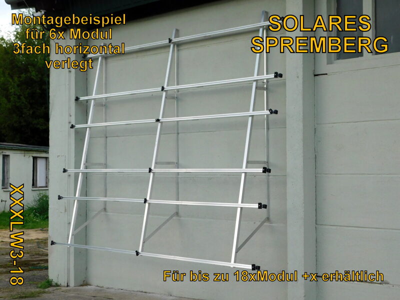 Komplettlösung Fassade für 6x Modul horizontal / quer XXXLW6 für Mauerwerk 10-30 Grad fest