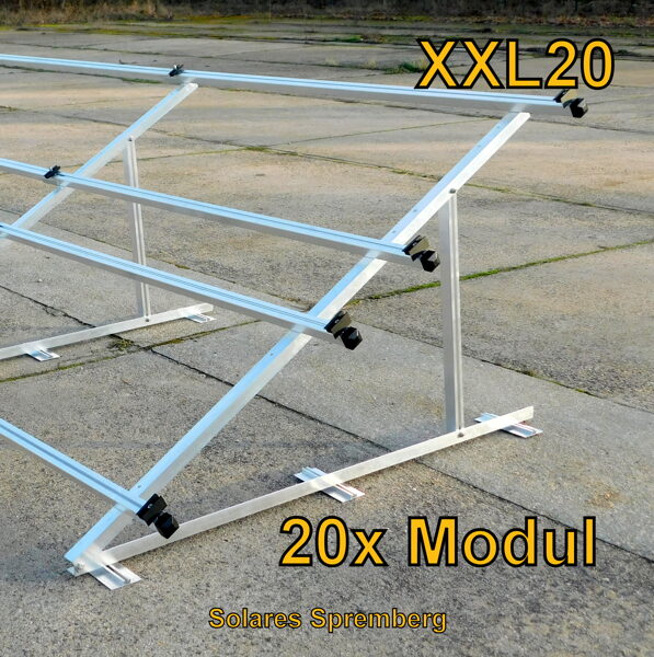 Komplettlösung Aufständerung für 20x Modul doppelt horizontal / quer XXL20 für Flachdach Bitumdach Trapezblechdach 10-40 Grad fest
