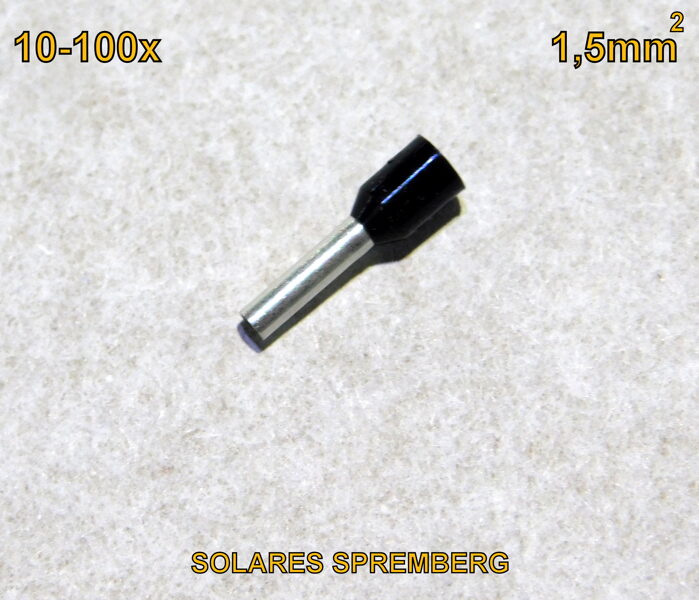 10-100 Aderendhülsen 1,5 mm² Kabelhülsen ISOLIERT einadrig schwarz