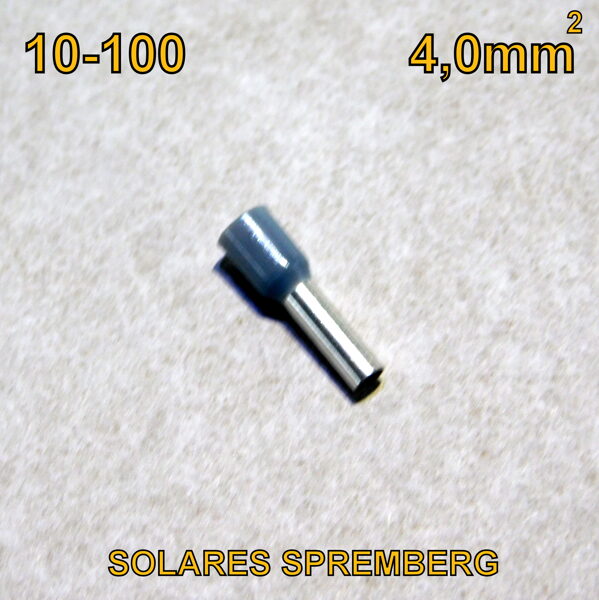 10-100 Aderendhülsen 4,0 mm² Kabelhülsen ISOLIERT einadrig grau