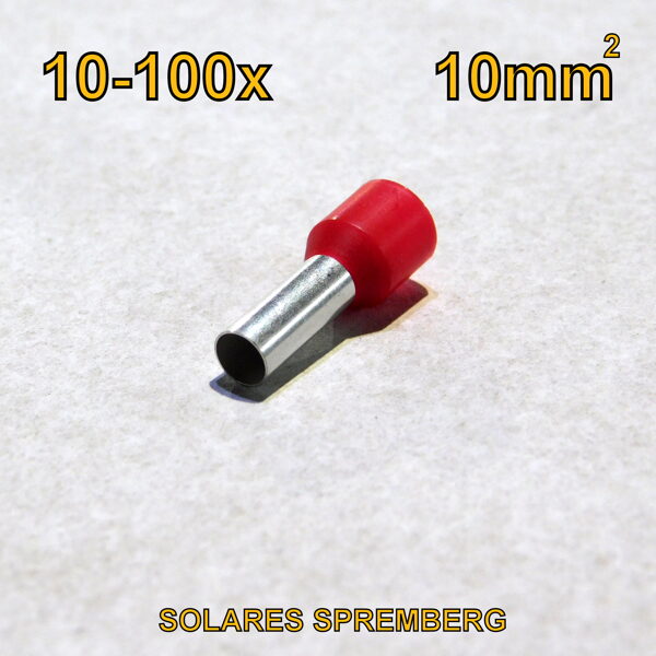 10-100 Aderendhülsen 10 mm² Kabelhülsen ISOLIERT einadrig rot