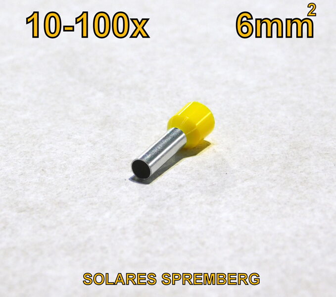 10-100 Aderendhülsen 6 mm² Kabelhülsen ISOLIERT einadrig gelb