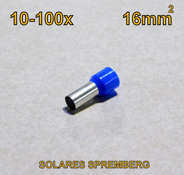 10-100 Aderendhülsen 16 mm² Kabelhülsen ISOLIERT einadrig blau