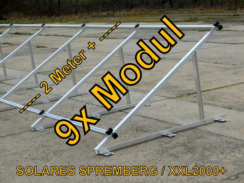 Komplettlösung Aufständerung für 9x Modul vertikal / hochkant XXL2000+/9 für Flachdach Bitumdach Trapezblechdach 10-40 Grad hochfest / 500-690 Watt