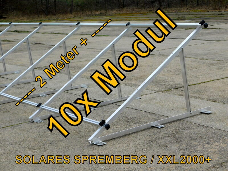 Komplettlösung Aufständerung für 10x Modul vertikal / hochkant XXL2000+/10 für Flachdach Bitumdach Trapezblechdach 10-40 Grad hochfest / 500-690 Watt