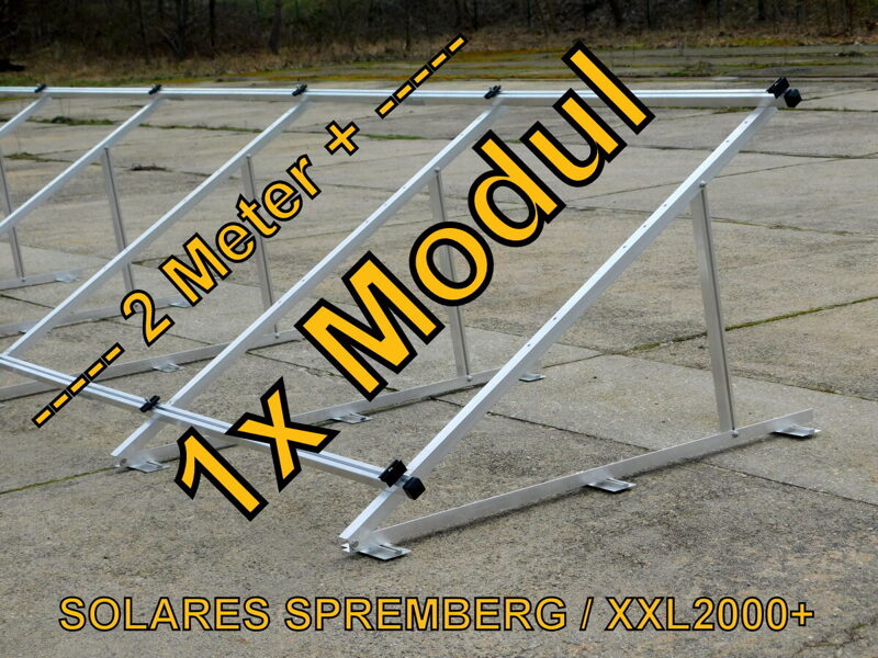 Komplettlösung Aufständerung für 1x Modul vertikal / hochkant XXL2000+/1 für Flachdach Bitumdach Trapezblechdach 10-40 Grad hochfest / 500-690 Watt
