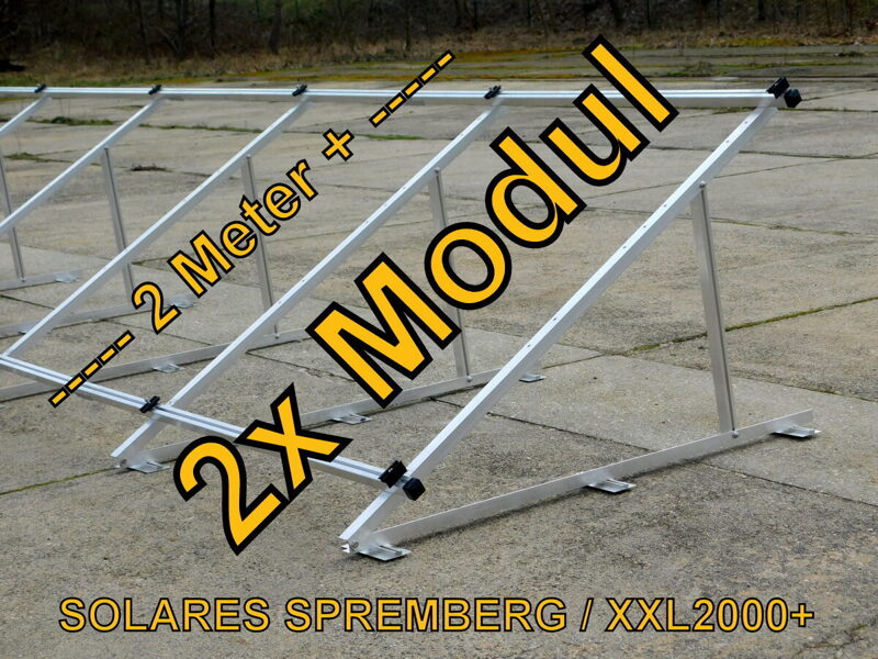 Komplettlösung Aufständerung für 2x Modul vertikal / hochkant XXL2000+/2 für Flachdach Bitumdach Trapezblechdach 10-40 Grad hochfest / 500-690 Watt